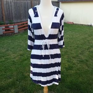 Kenneth Cole Cover-Up Hoodie Stripes Medium